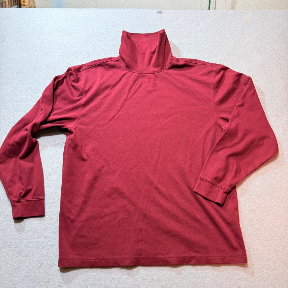 LL Bean Womens Long Sleeve Turtleneck Top Burgundy‎ Cotton Casual